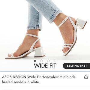 ASOS DESIGN White Mid Block Heeled Sandals